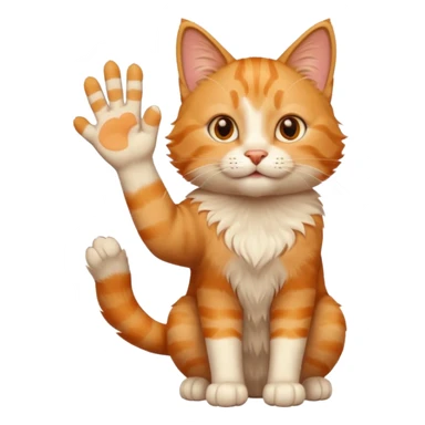 The cat says hello and waves his paw sticker