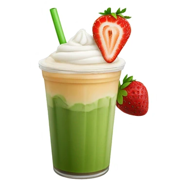 Iced tea matcha latte with strawberries on top  sticker