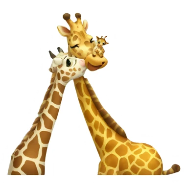 a cat kissing a giraffe sticker