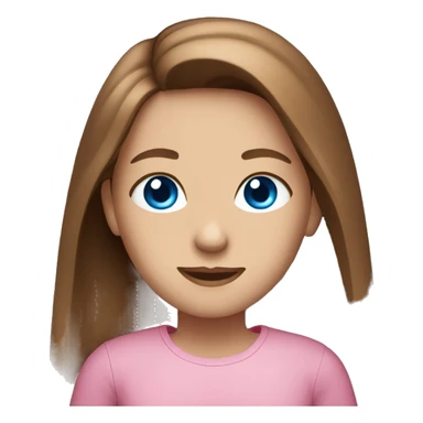 pretty girl with blue eyes and long brown hair and a pink shirt sticker