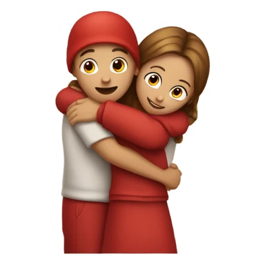 red guy and girl hugging each other back view sticker