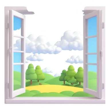 a big full width/height window with a idyllic scenery skylight and clouds visible sticker