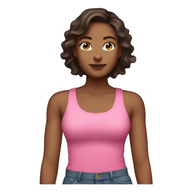 brunette brownskin woman in a pink tank top sticker