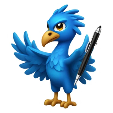 Blue phoenix holding a pen sticker
