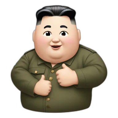 super fat Kim jong un wear Gucci shirt and thumbs up sticker