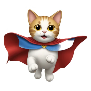 cat flying with a cape sticker