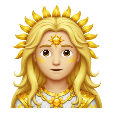Sol, God of Sun from Gods and Goddesses with long golden blonde hair, yellow and white sequin outfit sticker