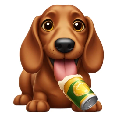 Sausage dog with a beer sticker