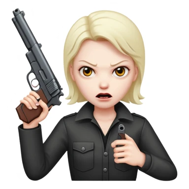 Una cara malvada con una pistola sticker