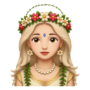 graceful and gentle Radhe with flower garland sticker