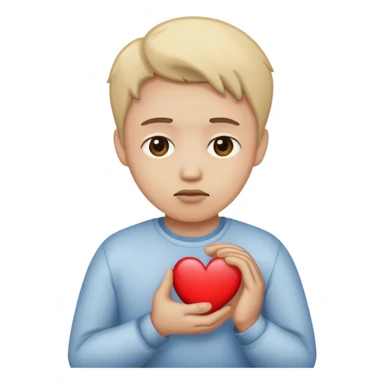 Sad person are holding a heart sticker