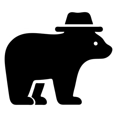 Add a hat to the bear icon in solid filled style, with no background. sticker