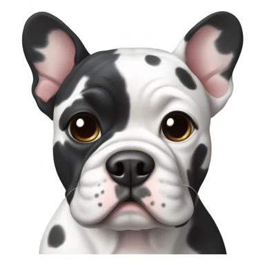 black with white and gray spots french bull dog sticker