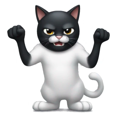 Black cat with white paws angry sticker