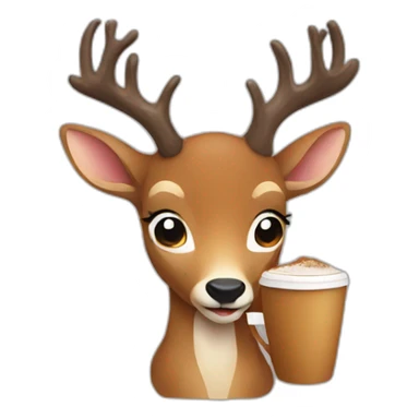 Deer drinking a coffee sticker