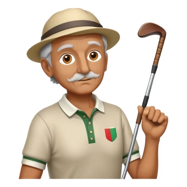 half figure old italian golf player with golf club  sticker