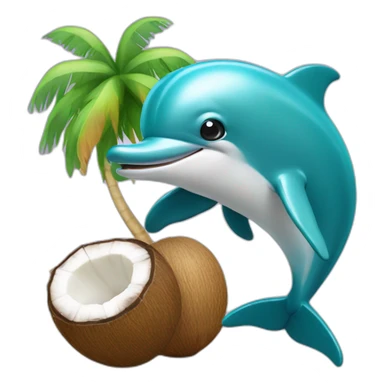 dolphins with coconut sticker