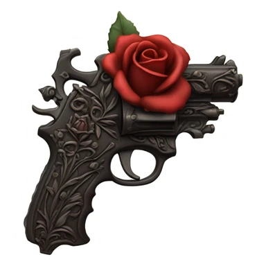 Red ghotic  rose pistol  sticker