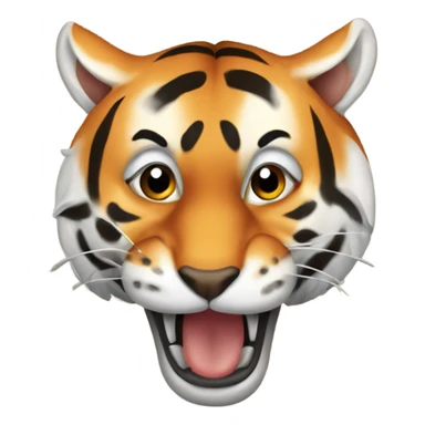 Tiger chewing longhorn sticker