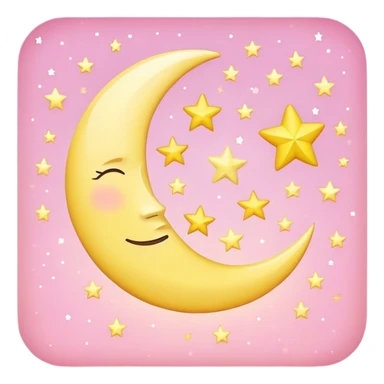 Moon and stars light pink and yellow sticker