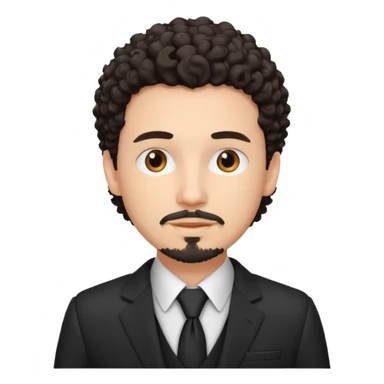 Create a white young man with curly dark hair and Goatee lawer sticker