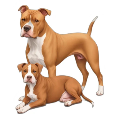 One fawn colored pitbull looks like a deer with white stripe on her face next to one copper colored pitbull boxer sticker