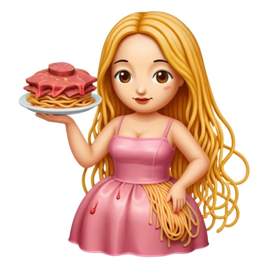  SPAM meat melted pink dripping sauce spaghetti dress monalisa portrait sticker