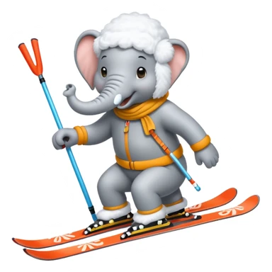 skiing elephant sticker