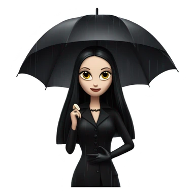 Teen Morticia Addams at a rainy funeral holding umbrella. funeral veil ,gloves,purse. Palm Beach Honey Barbie  sticker
