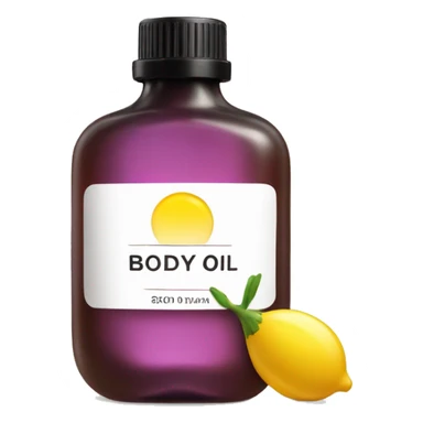 bottle of body oil with label sticker
