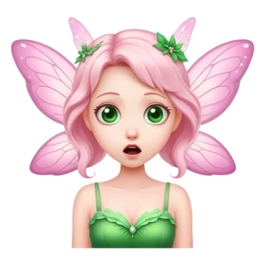 pink fairy in green dress shock sticker