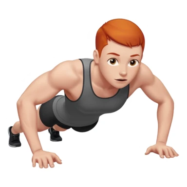 redhead person with buzzcut doing pushups sticker