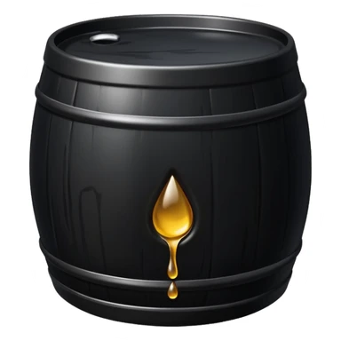 generate an ultra realistic black metal barrel without rust and with a black drop of oil on it sticker