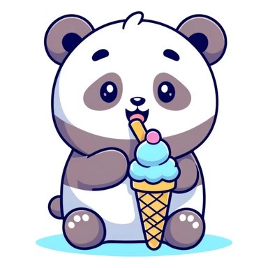 Panda eating ice cream sticker