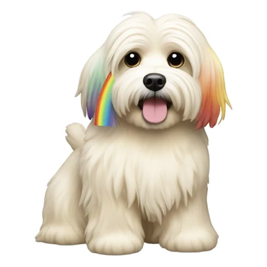 Cream colored havanese with RAINBOW dyed TAIL (NOT RAINBOW dyed EARS) sticker