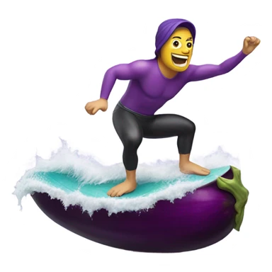 Surfer riding eggplant sticker