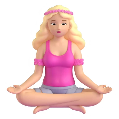 Blonde woman angel with long hair meditating with pink hair accessories sticker