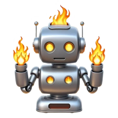 🤖+뒷배경에 🔥+🪫 sticker