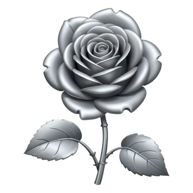 gray metal chrome rose, without green leaves, just flower sticker