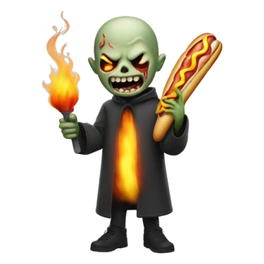 a ghoul with a flaming torch eating a hot dog  sticker