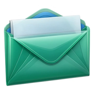 A simple emoji-style icon of a transparent green plastic gym folder envelope, slightly open, with clean edges, soft shine, and subtle shading, conveying fitness organization and active lifestyle. sticker