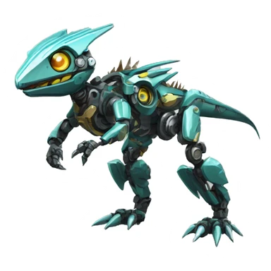 a futuristic mechanical spiky Medabot-lizard-raptor full body sticker