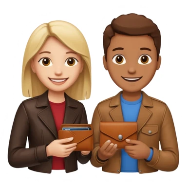 persona devolviendo billetera a otra persona una persona canela y otra persona blana, pero que esten felices sticker