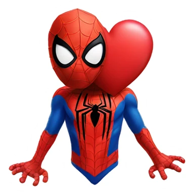 Spider man with a heart sticker