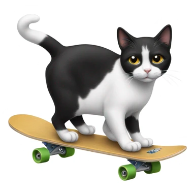Black and white cat skateboarding  sticker