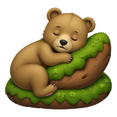 bear cub hugging moss pillow asleep sticker