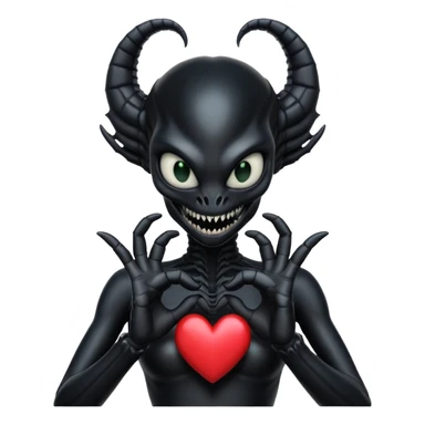black xenomorph queen making heart sign sticker