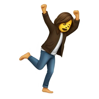 A person doing the famous dab, the person it has to be a boy without bear and mustache but with brown long hair sticker