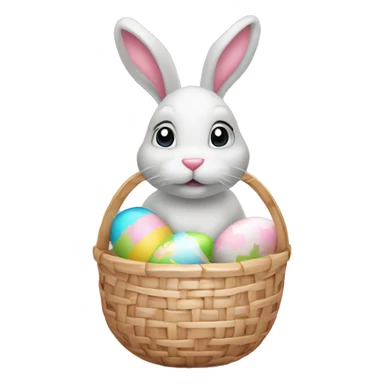 easter bunny with egg light pink basket sticker