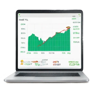 laptop with stock chart on market website sticker